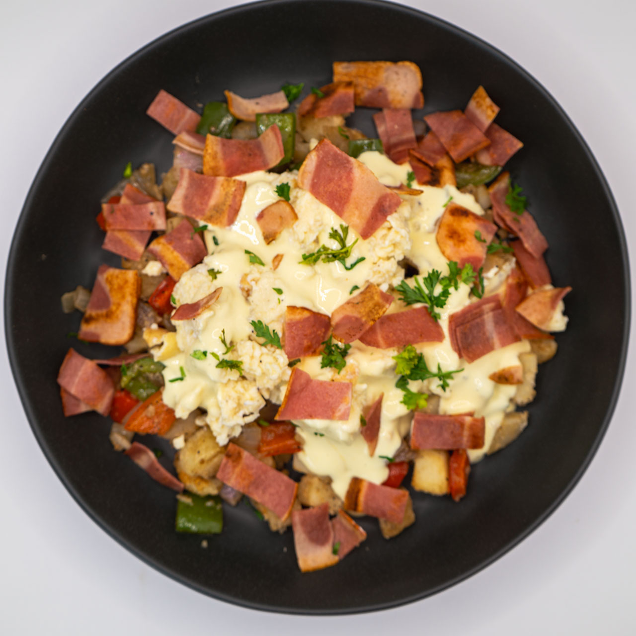 Breakfast hash bowl plated
